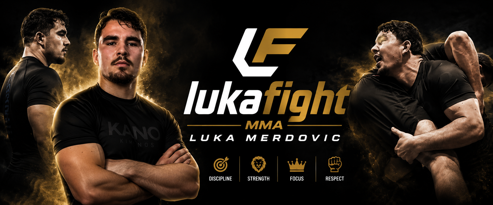 Luka Merdovic i portræt og under BJJ-kamp for Luka Fight